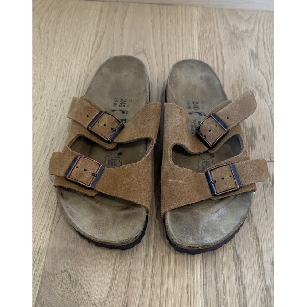 Betula women’s 37 6 Narrow Birkenstock Brown Beige Tan leather sandals Classic